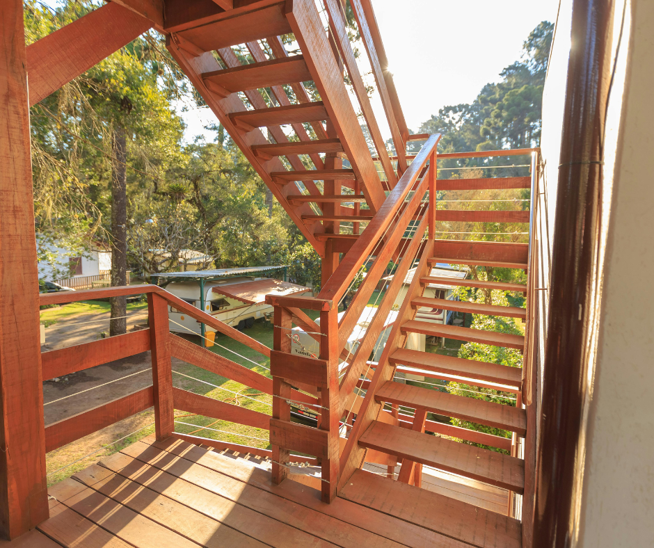 Outdoor Floating Wood Stairs