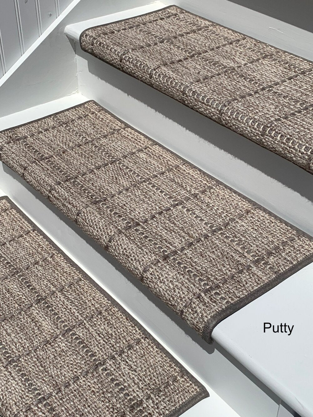 Stair Treads Carpet Set of 13 Taupe Marl Heather Border Texture